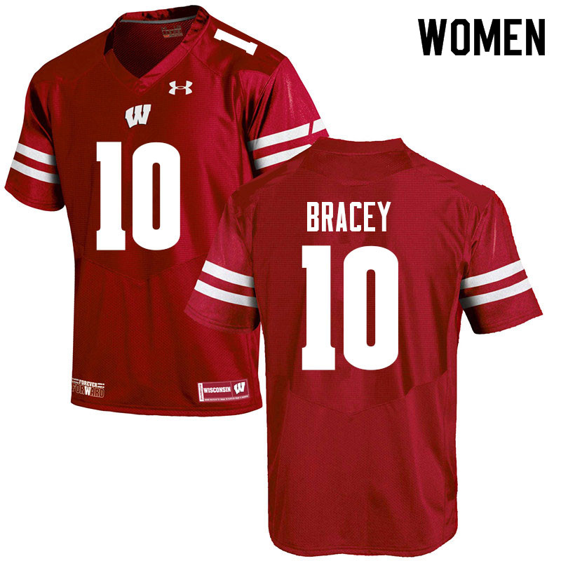 Women #10 Stephan Bracey Wisconsin Badgers College Football Jerseys Sale-Red